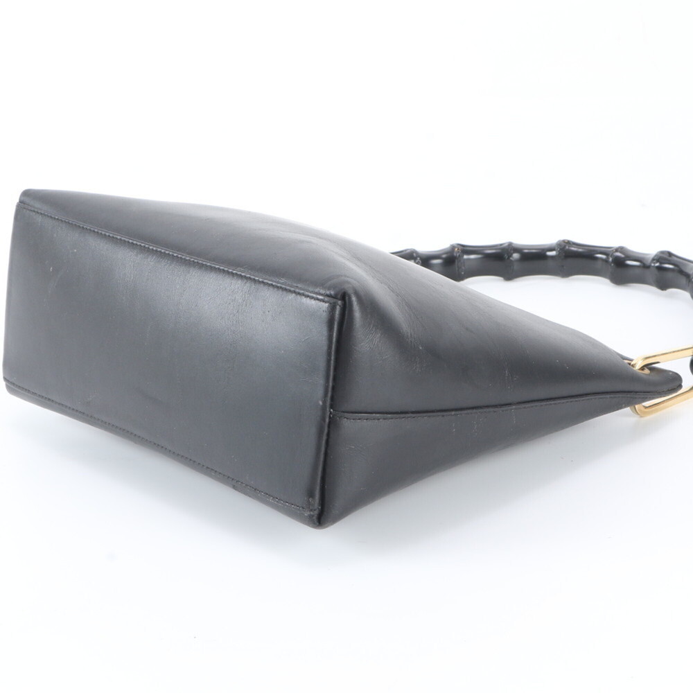 Gucci Bamboo 001-2058-3008 Leather Shoulder Bag Handbag Black Brand Women's - Picture 4 of 9